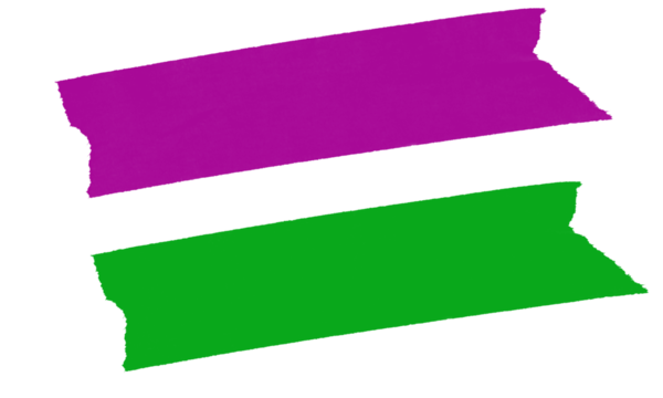 Abstract purple and green rectangular shapes with distressed edges on display isolated on transparent background - Powered by Adobe