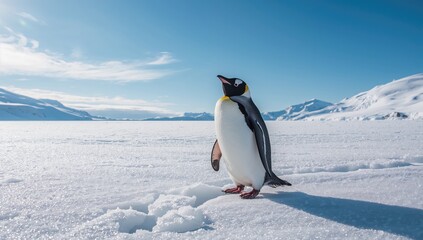 Antarctic penguin on a bright day, focus on wildlife adaptation