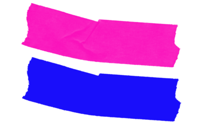 Abstract magenta and blue rectangular shapes with rough edges on a background isolated on transparent background