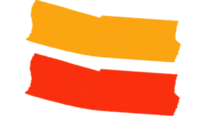 Vibrant orange and red horizontal irregular shapes modern graphic design isolated on transparent background