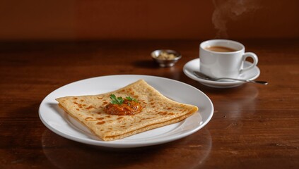 Roti canai served on a white plate, a fiber-dense choice