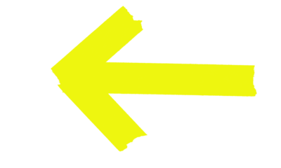 Yellow hand-drawn arrow pointing left isolated on a clean background design. isolated on transparent background