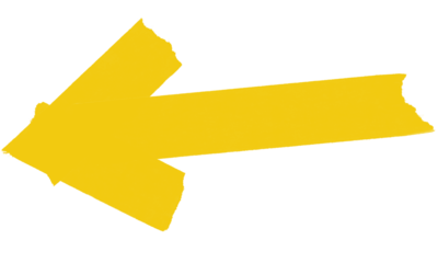 Hand drawn yellow grunge arrow pointing left on transparent or white background. isolated on transparent background