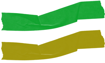 Abstract green and gold brush strokes with textured art elements design isolated on transparent background