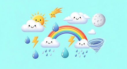 Weather Wonders - A Cartoon Illustration of Natures Elements.