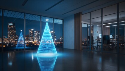 Office Window Neon Christmas Tree