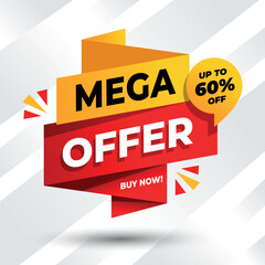 Dynamic Mega Offer Sale Banner with Up to 60 off Discount
