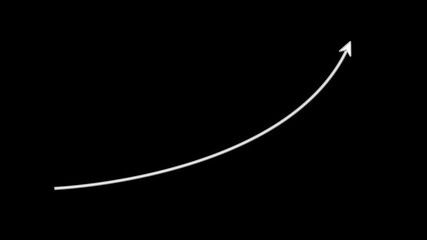 Glowing upward arrow curve symbolizing accelerating growth, rising performance, financial progress, success metrics, and futuristic business development on black background. - Powered by Adobe