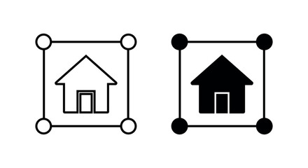 Real Estate Land Plot House Icon, Outline and Filled Vector, Property Listing, Map Marker, Construction