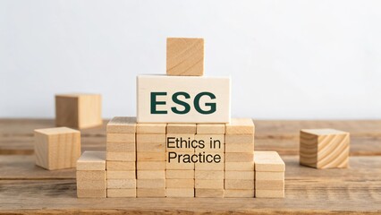 ESG letters on wooden cubes stacked in three layers