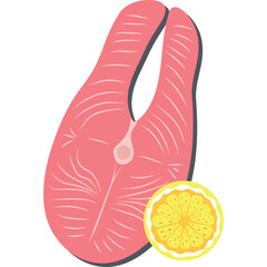 Pink salmon steak with a slice of lemon on a transparent background a healthy seafood meal illustration