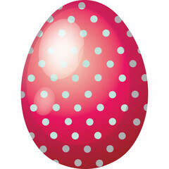 Pink Polka Dot Easter Egg with Transparent Background and Soft Lighting