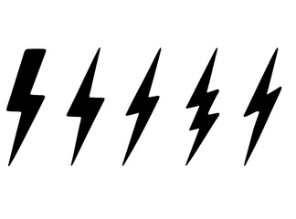 Black lightning bolts design on a white background for creative projects and artwork needs