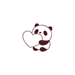 Adorable Cartoon Panda Bear Holding a Heart