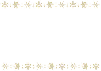 雪の結晶と星の横ラインフレーム/上品なシャンパンゴールドの装飾