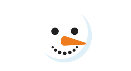 Obraz premium Simple smiling snowman face icon, winter celebration design, cheerful festive element