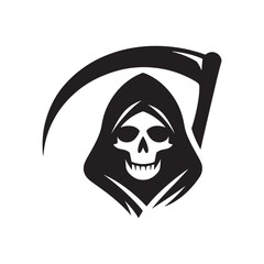 minimalist grim reaper vector silhouette clip art logo design illustration