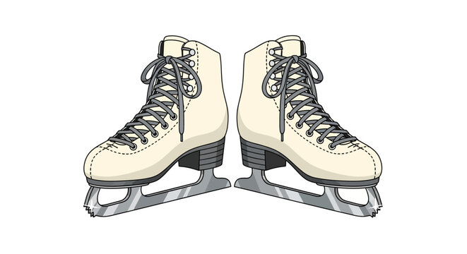Winter christmas holiday gift of ice skates, vector