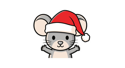 Cute mouse in a Santa hat for the Christmas holiday