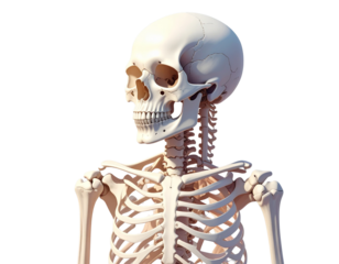 Detailed 3D Human Skeleton Illustration, Transparent PNG