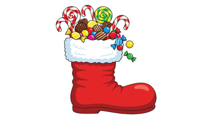 A christmas holiday gift decoration boot with candy