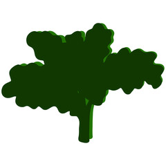 Green Oak Tree Vector Illustration