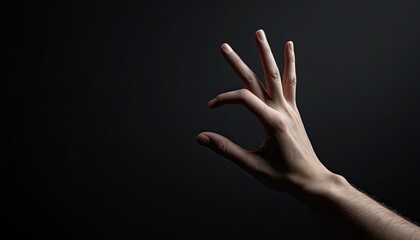 Gesture of Precision: A Hand Displaying Attention to Detail in a Conceptual and Minimalist Dark Studio Setting