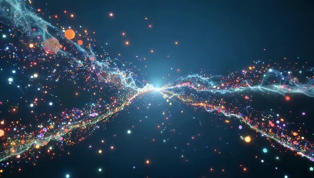 Cinematic 4K animated video featuring numerous floating particles in a wide 4 1 ratio perfectly optimized for background layering in immersive media design ambitious visual projections and large