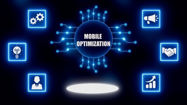 Mobile Optimization Concept with Icons and Circuit Board Design technology digital