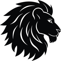 Lion Head Silhouette Vector Illustration Wildlife Predator Symbol Feline Animal King Graphic Beast Black on Transparent Background