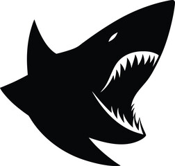 Shark Silhouette Illustration Aggressive Predator Aquatic Marine Animal Sea Ocean Wildlife Dangerous Icon Logo Mascot Symbol Graphic Element Design