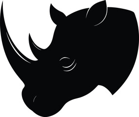 Rhino Silhouette Vector Illustration Animal Icon Wildlife Design Mammal Graphic Nature Fauna Symbol Contour Wild Horn Art