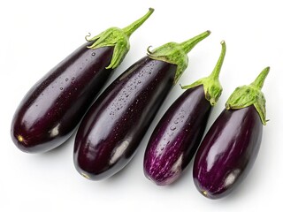 Illustration of four eggplants isolated on white background