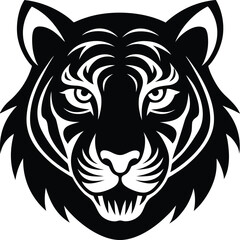 Tiger Silhouette Illustration Wild Feline Predator Carnivore Jungle Animal Nature Wildlife Icon Logo Mascot Symbol Graphic Design Element