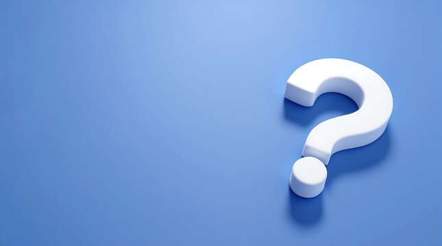 White question mark symbol on blue background concept