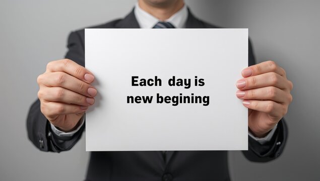 Closeup of a businessman's hand grasping a blank sheet of paper, emphasis on communication and expression