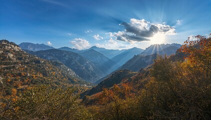 Mountains in Tzoumerka, Greece, showcasing seasonal change