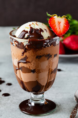 scoop reveals the velvety texture and deep cocoa flavor, promising a sweet escape with every bite.