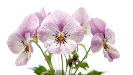Obraz premium Pansy flowers against a white backdrop, ideal for decorative layouts