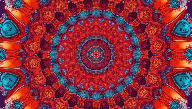 Unique mandala pattern, vibrant kaleidoscopic design for artistic backgrounds
