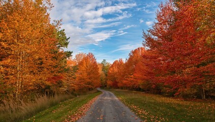 Naklejka premium Autumn Foliage in a Scenic Landscape with Vibrant Fall Colors