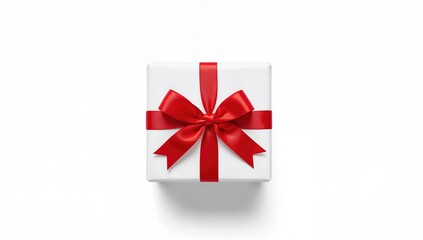 Two white boxes adorned with a red satin ribbon bow, an ideal choice for gift presentation