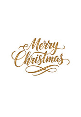 Merry Christmas elegant text in gold on white background  