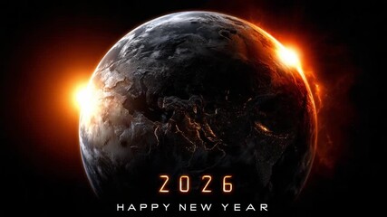 Celebrate the arrival of 2026 with a breathtaking view of Earth radiating joy and warmth, marking the beginning of a new year filled with hope and possibilities