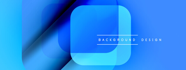 Abstract blue shapes overlap creating dynamic visual effect. Modern design elements suggest technology, innovation. Simple text reads background design.