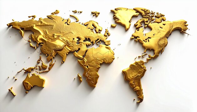 Golden World Map Global Business Financial Success Concept