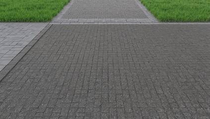 Fototapeta premium Monotone gray brick stone pavement surface on the ground, suitable for urban pathways