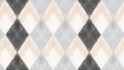 Raster seamless background pattern featuring white, gray, and black rhombuses, suitable for UI backdrop
