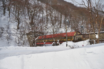 群馬県　湯檜曽川と土合駅連絡通路
