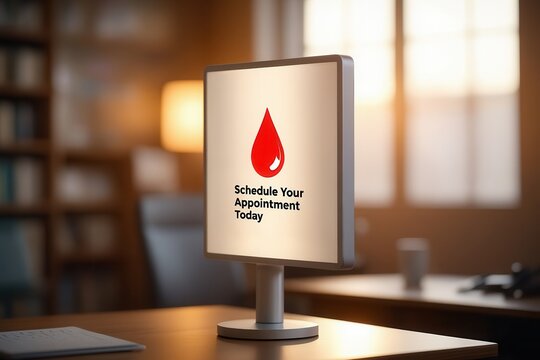 A computer monitor displaying a reminder to schedule appointments. The setting is warm and inviting, ideal for office or personal use.